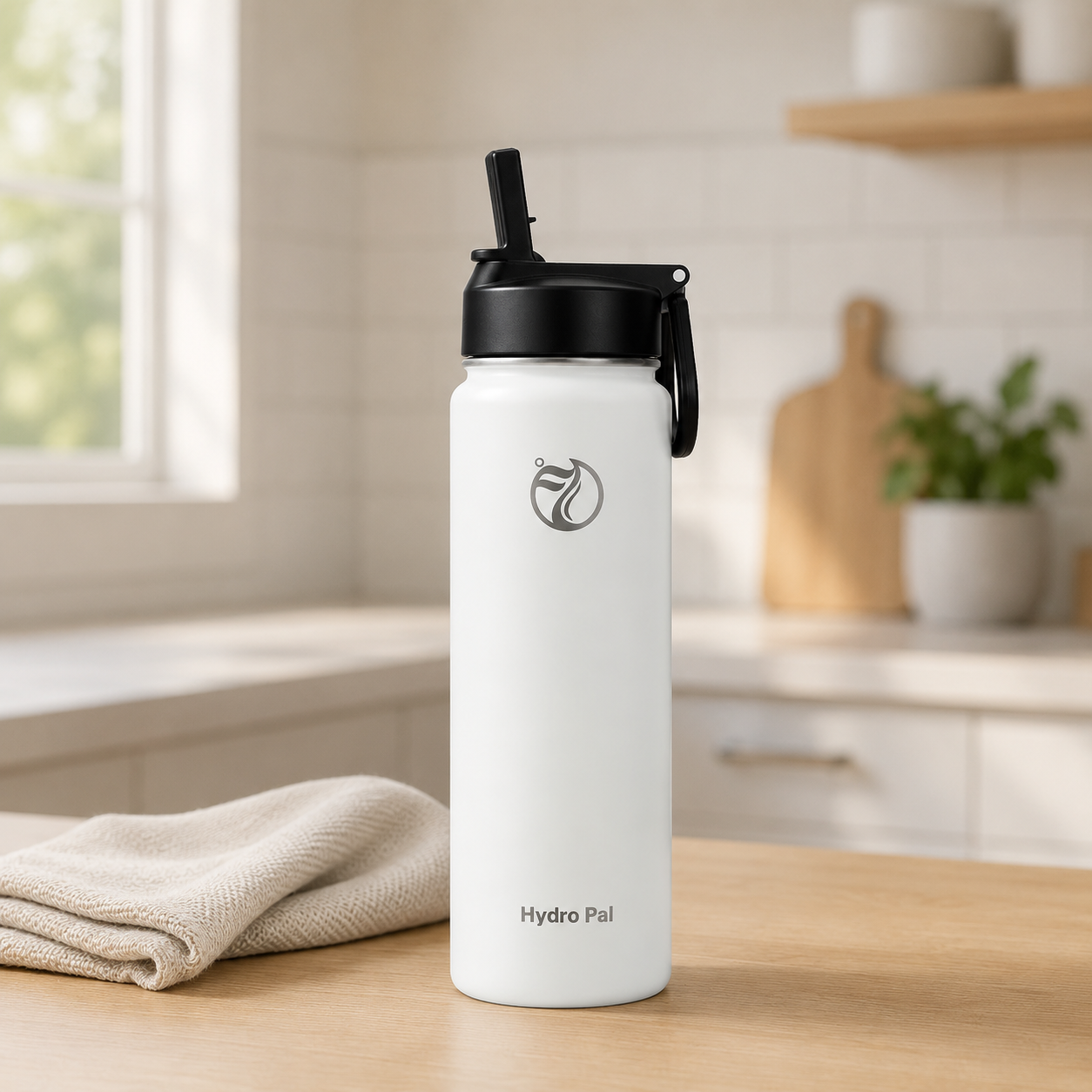22oz insulated water bottle, White, lifestyle
