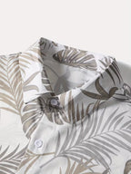 2pc - Hawaiian Shirt and Khaki Trunks - Beige Palm Coast Camp Shirt