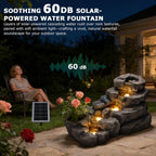 38.2-inch-long Solar Fountain Outdoor Garden 5-tier Freestanding Rock Waterfall Fountain Features LED Lighting And Planting Basin Ideal for Patios, Porches, Backyards, And Home Decor.