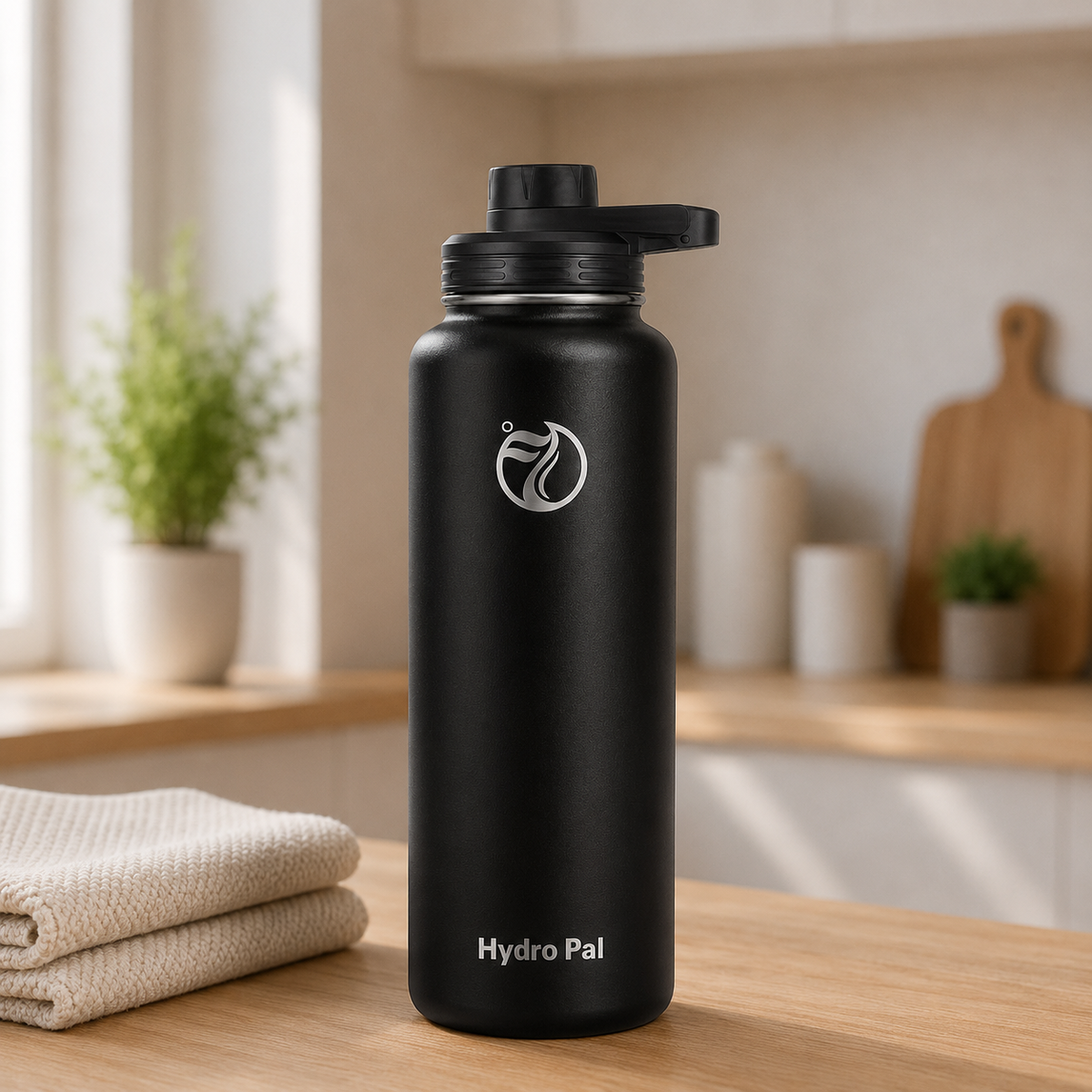 40oz insulated water bottle, Graphite, lifestyle