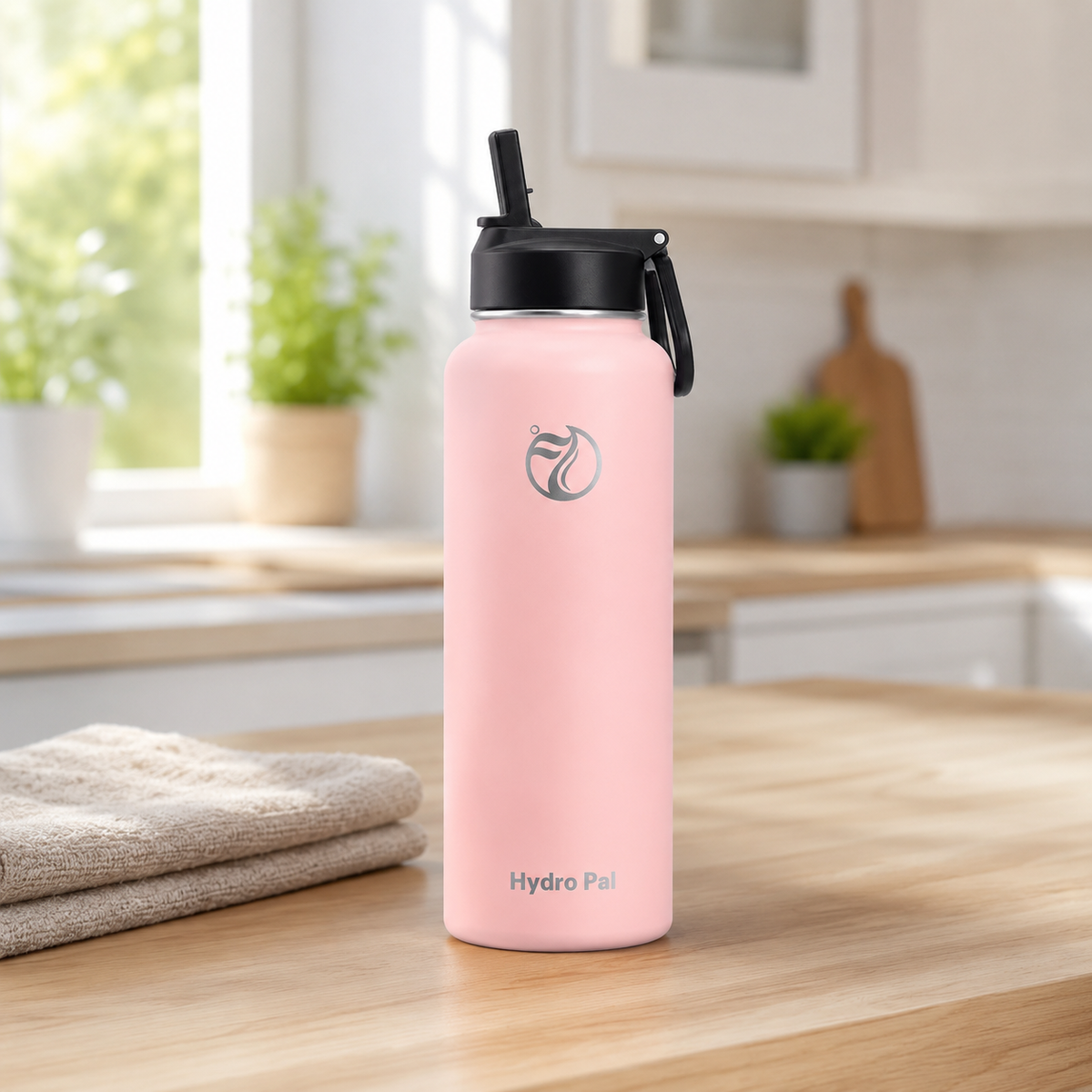 40oz insulated water bottle, Rose, lifestyle