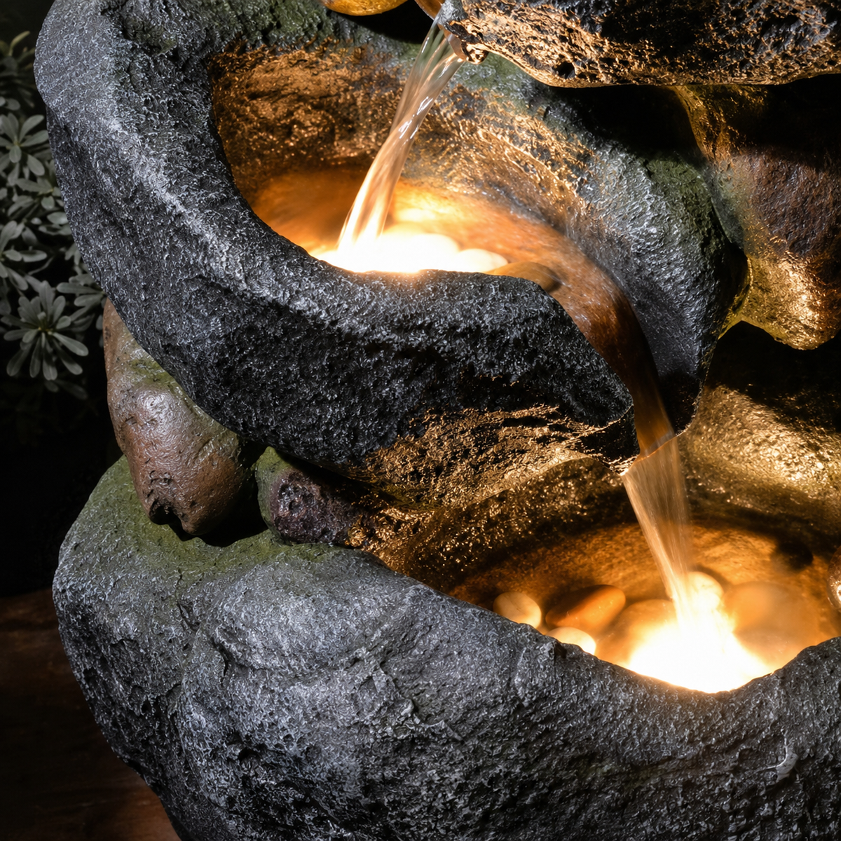 Solar Fountain with Lights