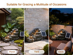 38.2-inch-long Solar Fountain Outdoor Garden 5-tier Freestanding Rock Waterfall Fountain Features LED Lighting And Planting Basin Ideal for Patios, Porches, Backyards, And Home Decor.