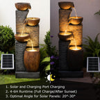 38.2" Tall Solar Water Fountain Outdoor Garden, 4 Tiers Modern Cascading Bowls And Stacked Stones Solar Powered Fountains with LED Lights for Garden, Patio, Deck, Porch, Backyard, Lawns