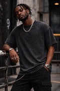 Vintage Washed Black Men's Crew Neck T-Shirt