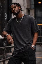 Vintage Washed Black Men's Crew Neck T-Shirt