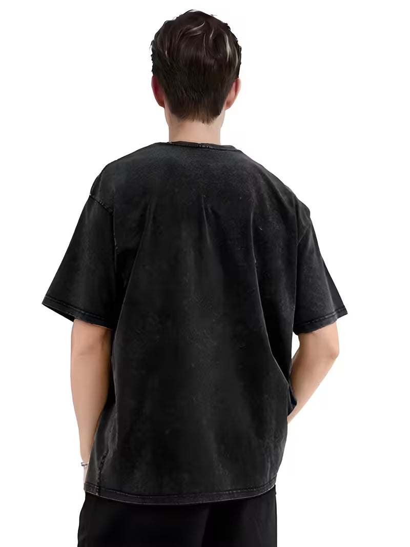 Vintage Washed Black Men's Crew Neck T-Shirt