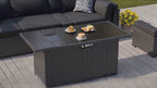 8pcs Patio Furniture Set with Fire Pit Table, Outdoor Sectional Sofa PE Rattan, Patio Conversation Sets with Cushions for Garden Lawn Balcony Porch Deck