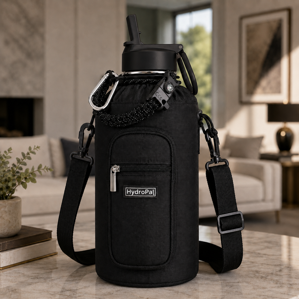 64oz (Half Gallon) Insulated Stainless Steel Water Bottle with 2 Lids with Paracord & Protective Carrier Boot